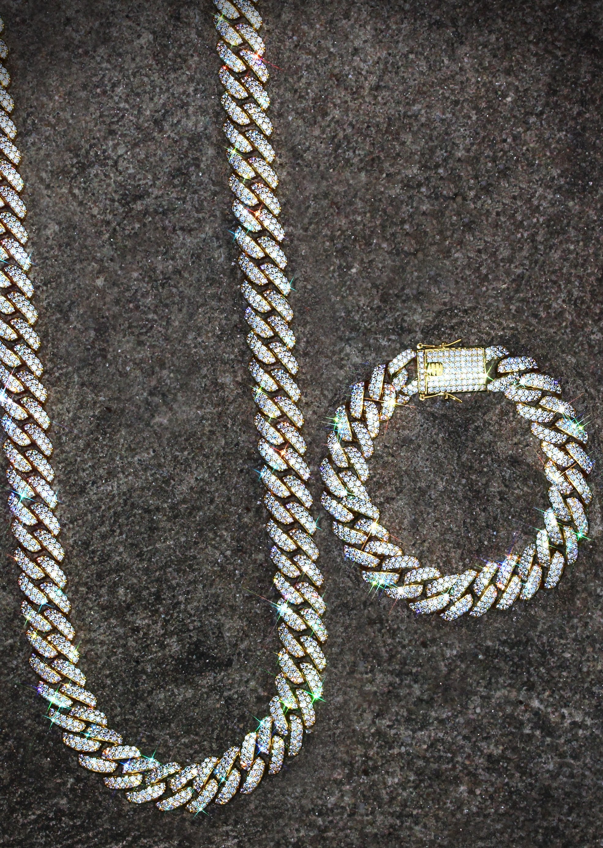 Yellow Gold Plated Iced Out Miami Cuban Link Chain Bracelet