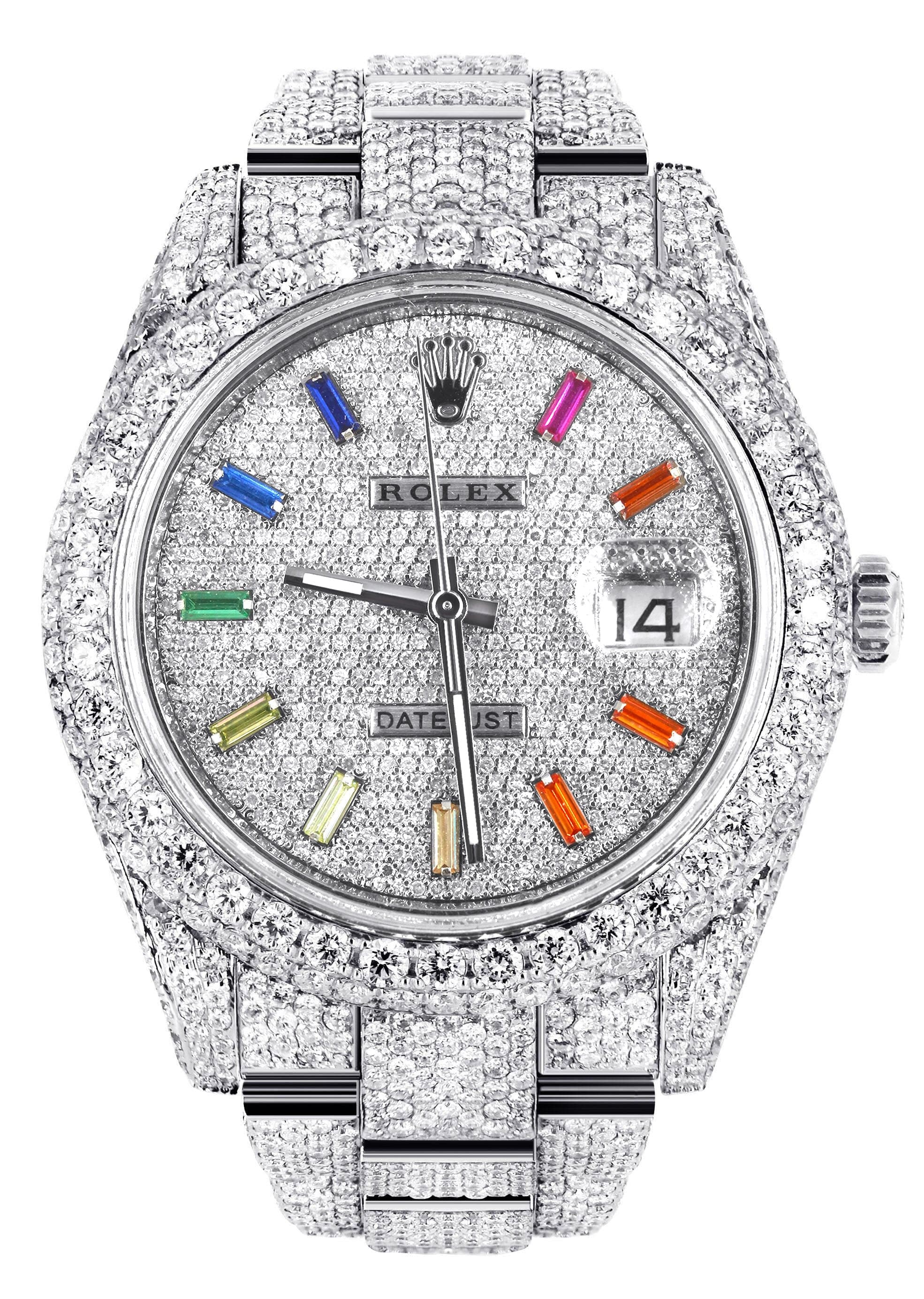 Diamond Iced Out Rolex Datejust 41 25 Carats Of Diamonds Custom Co
