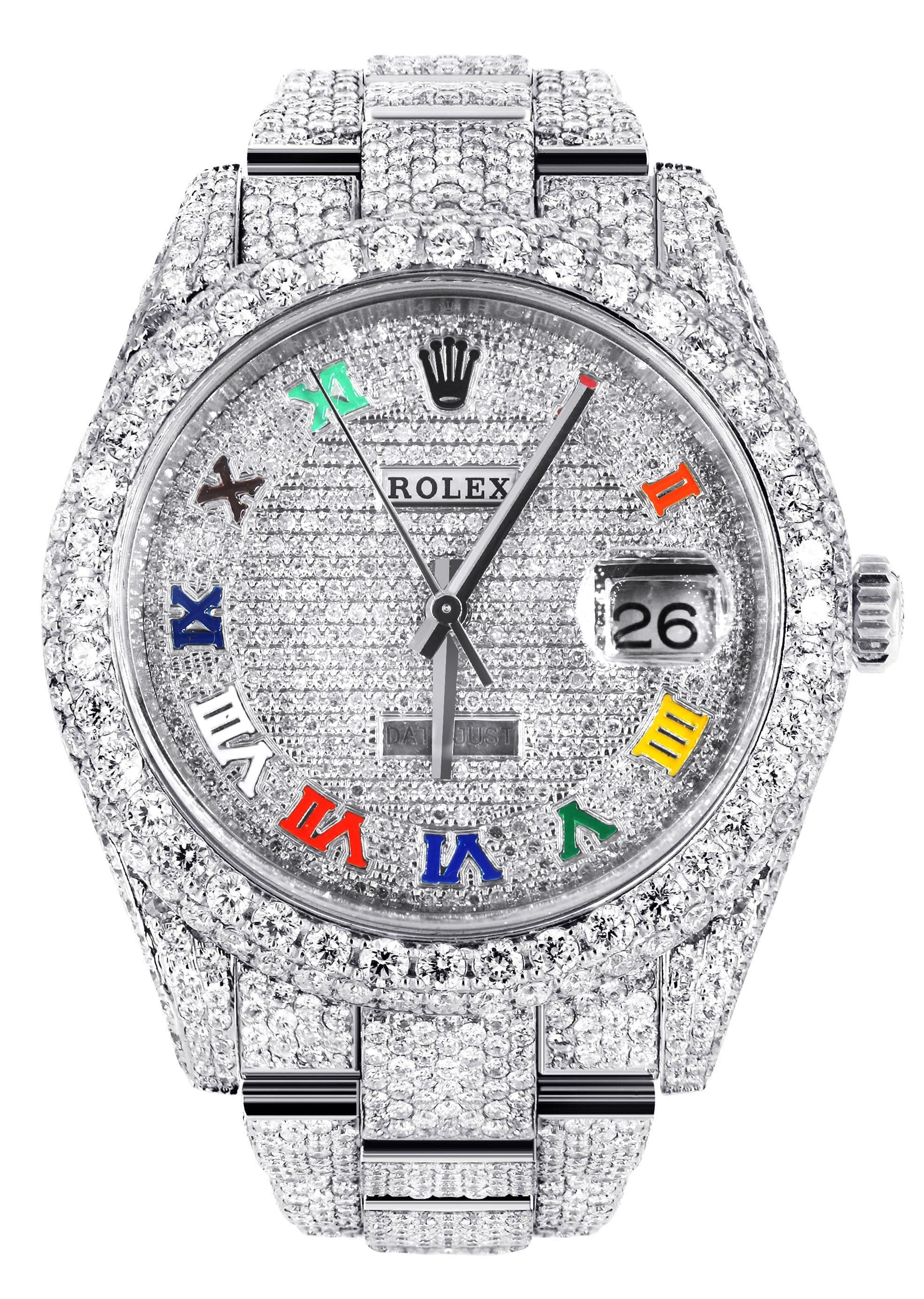 Diamond Iced Out Rolex Datejust 41 25 Carats Of Diamonds Custom Co