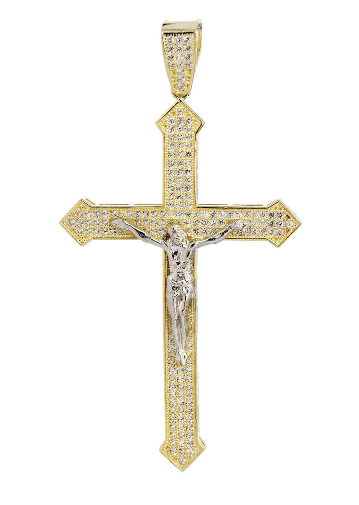 Crocifisso Con Zirconi 3.5 Pollici Ciondolo Croce Con Corpo Di Gesù Placcato Oro 14k - Zirconi Ghiacciati, 3.5 Pollici, 25g Ciondolo Crocifisso Gesù Crocifisso Con Zirconi 3.5 Pollici Ciondolo Croce Con Corpo Di Gesù Placcato Oro 14k - Zirconi Ghiacciati, 3.5 Pollici, 25g Ciondolo Crocifisso Gesù