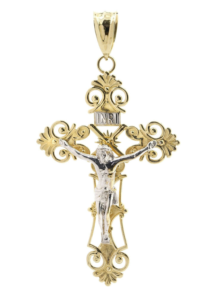 14K Yellow Gold Cross Pendant, Classic Italian Crucifix, Perfect Size For Daily Wear