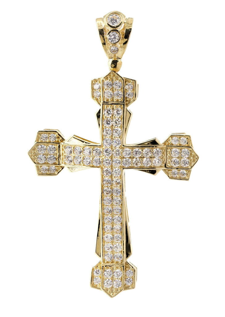 Big Gold Cross & Cz 10K Yellow Gold Pendant. | 16.7 Grams MEN'S PENDANTS FROST NYC 