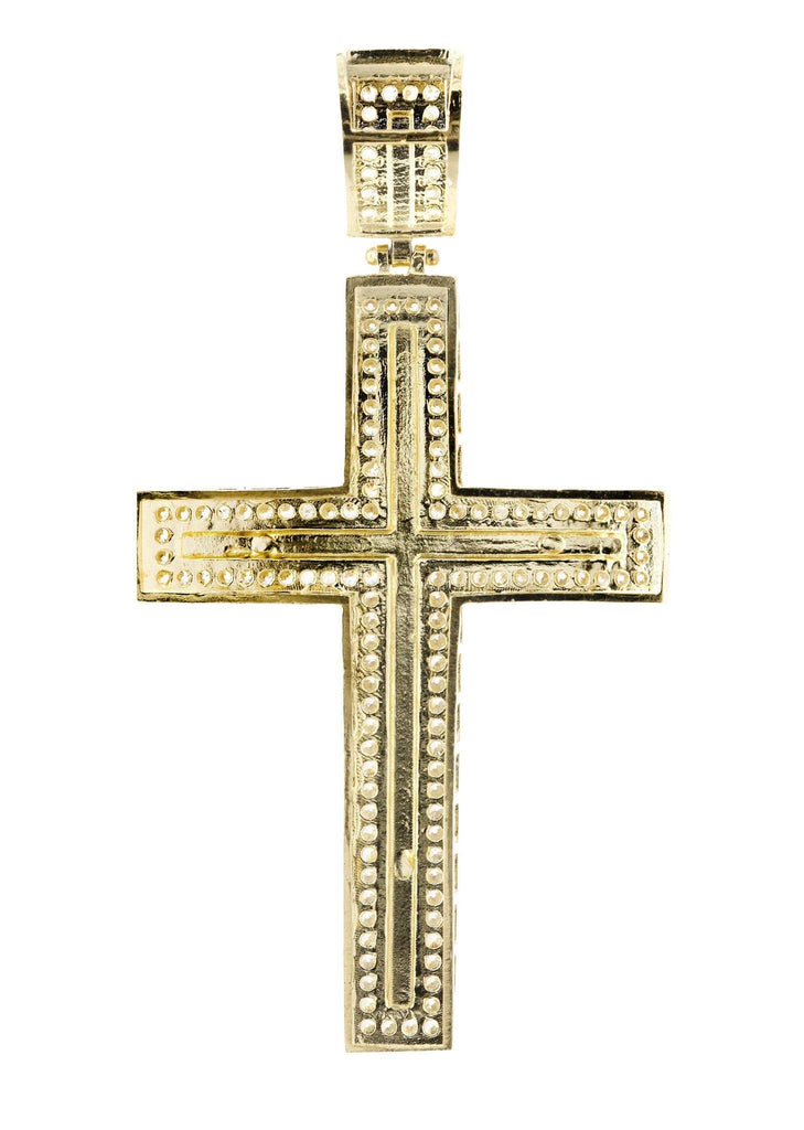 Big Gold Cross & Cz 10K Yellow Gold Pendant. | 7.7 Grams MEN'S PENDANTS FROST NYC 