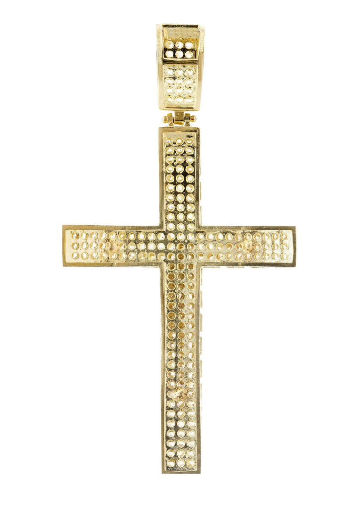 Big Gold Cross & Cz 10K Yellow Gold Pendant. | 8 Grams MEN'S PENDANTS FROST NYC 