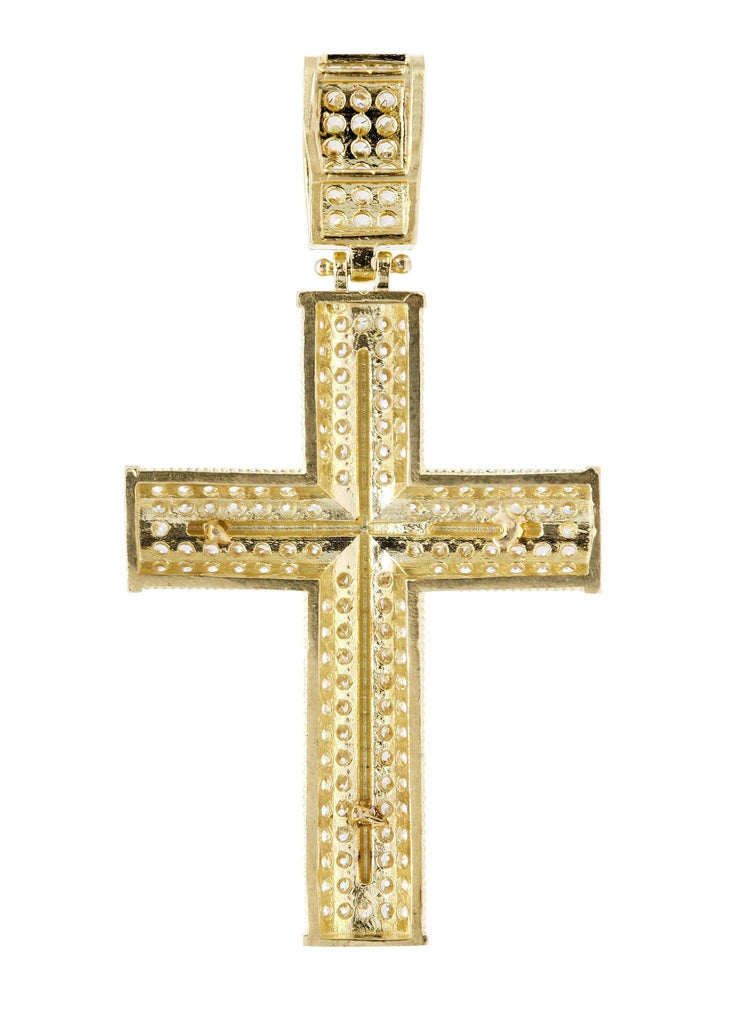Medium Cross & Cz 10K Yellow Gold Pendant. | 5.7 Grams MEN'S PENDANTS FROST NYC 