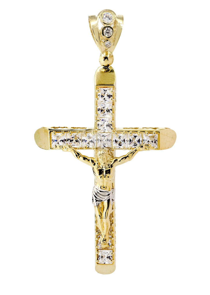 Real 10K Yellow Gold Jesus Cross Charm Pendant Diamond Cut & 2.5mm Rope Chain Necklace Set • Mens Cross Charm Pendant • Christmas Gift Real 10K Yellow Gold Jesus Cross Charm Pendant Diamond Cut & 2.5mm Rope Chain Necklace Set • Mens Cross Charm Pendant • Christmas Gift