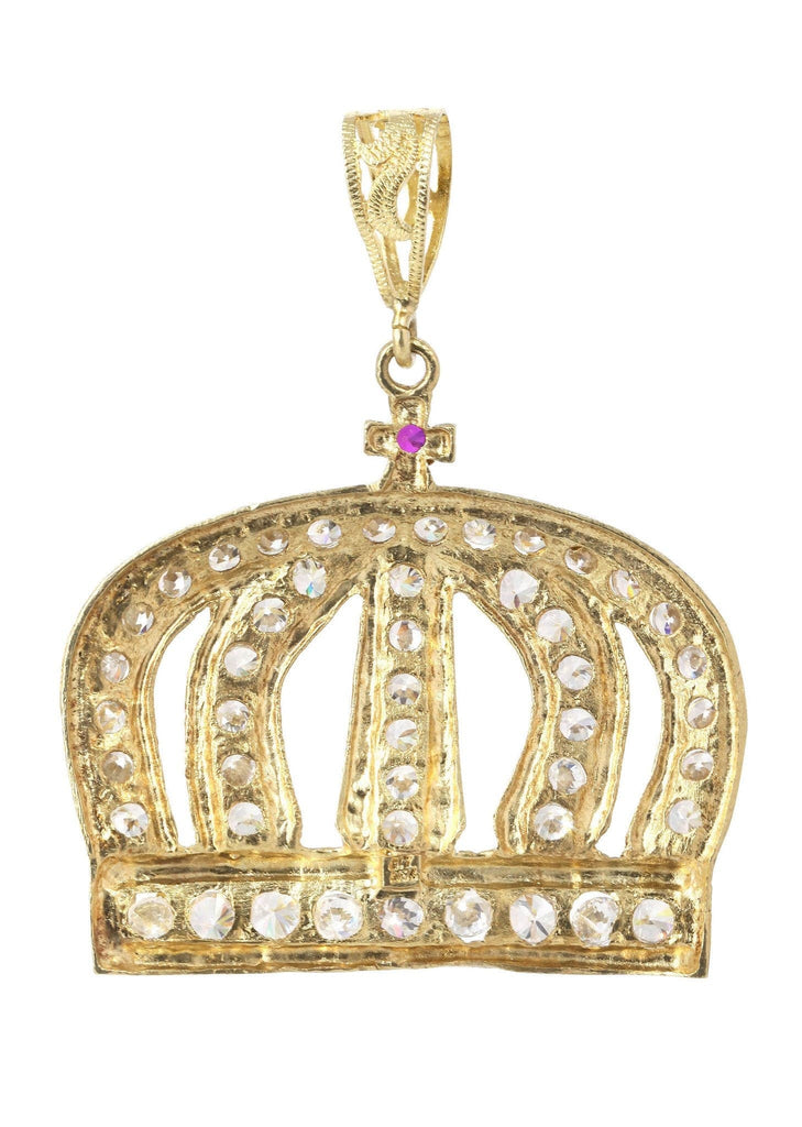 Big Crown & Cz 10K Yellow Gold Pendant. | 16.5 Grams MEN'S PENDANTS FROST NYC 