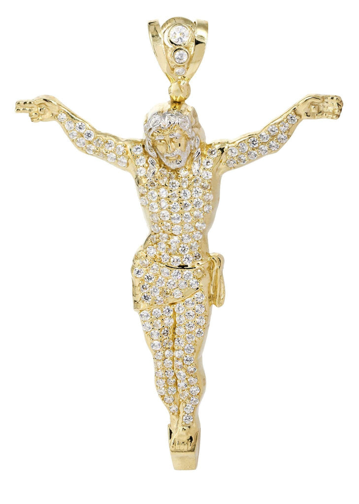 Big Jesus & Cz 10K Yellow Gold Pendant. | 32.3 Grams MEN'S PENDANTS FROST NYC 