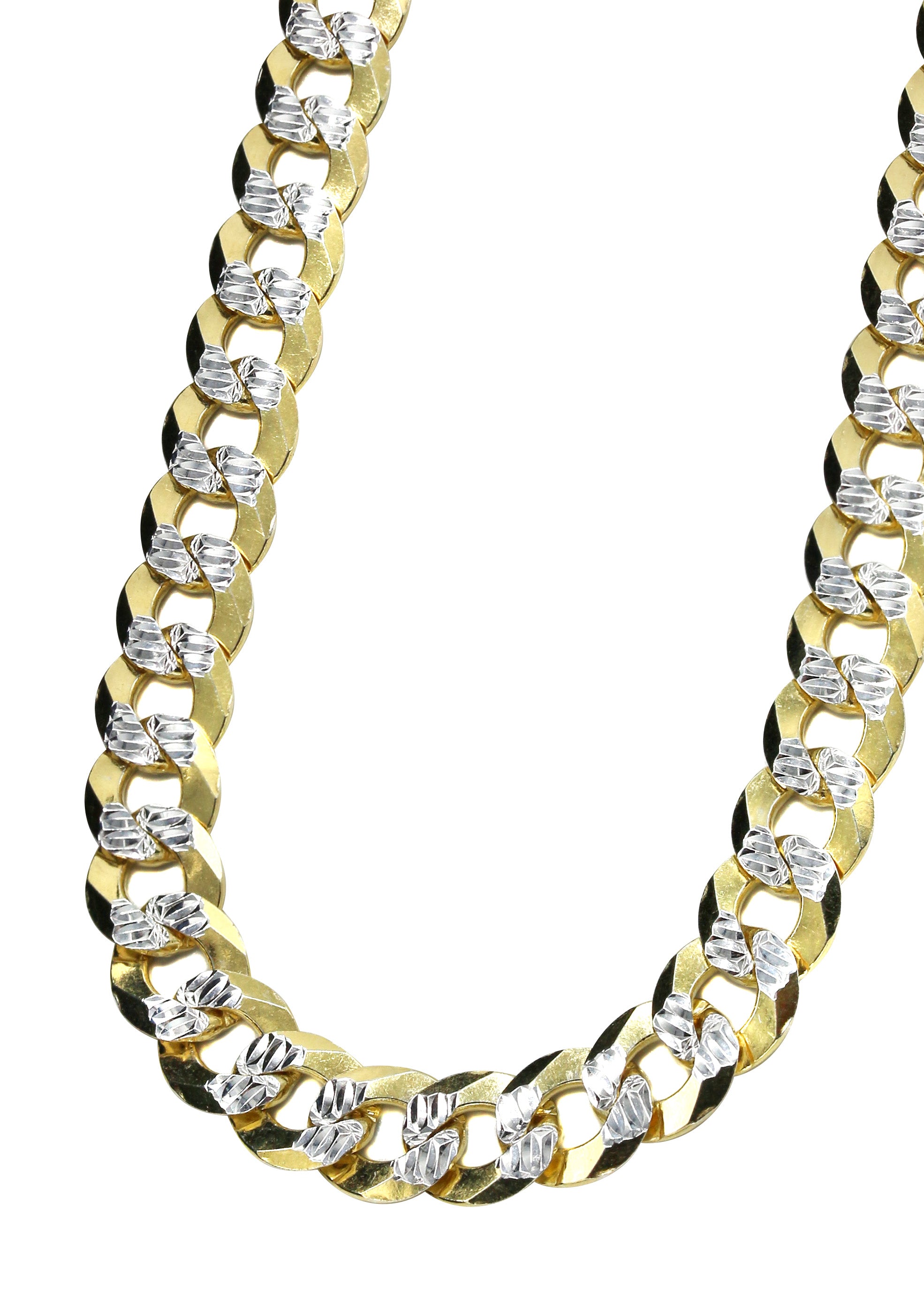 Silver Chain Mens Gold Chain Curb Cuban Diamond Cut Chain MM
