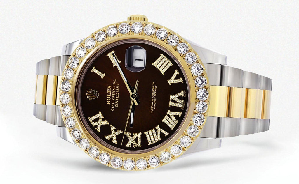 Rolex Datejust II Watch | 41 MM | 18K Yellow Gold & Stainless Steel | Custom Chocolate Roman Dial | Oyster Band CUSTOM ROLEX FrostNYC 