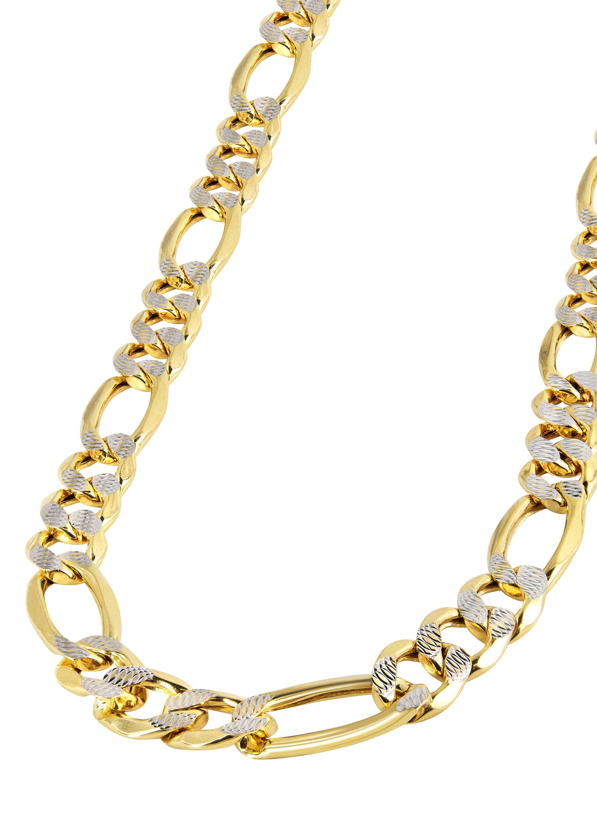 Gold Chain Mens Diamond Cut Semi Solid Figaro Chain 10K/14K Gold