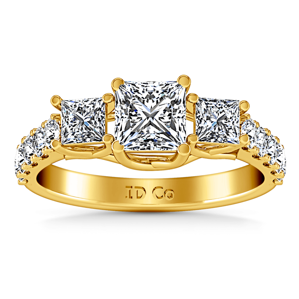 Three Stone Diamond Engagement Ring Enchantment Lattice 14K Yellow Gold engagement rings imaginediamonds 