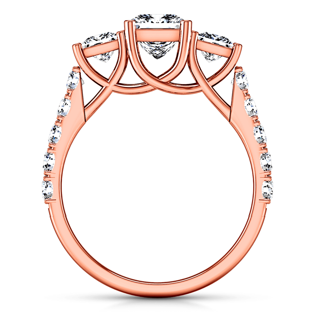 Three Stone Diamond EngagementRing Enchantment Lattice 14K Rose Gold engagement rings imaginediamonds 