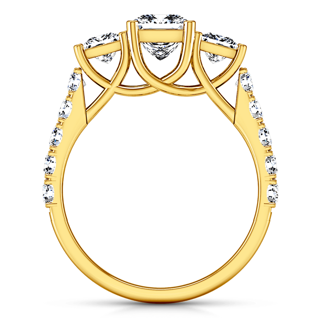 Three Stone Diamond Engagement Ring Enchantment Lattice 14K Yellow Gold engagement rings imaginediamonds 