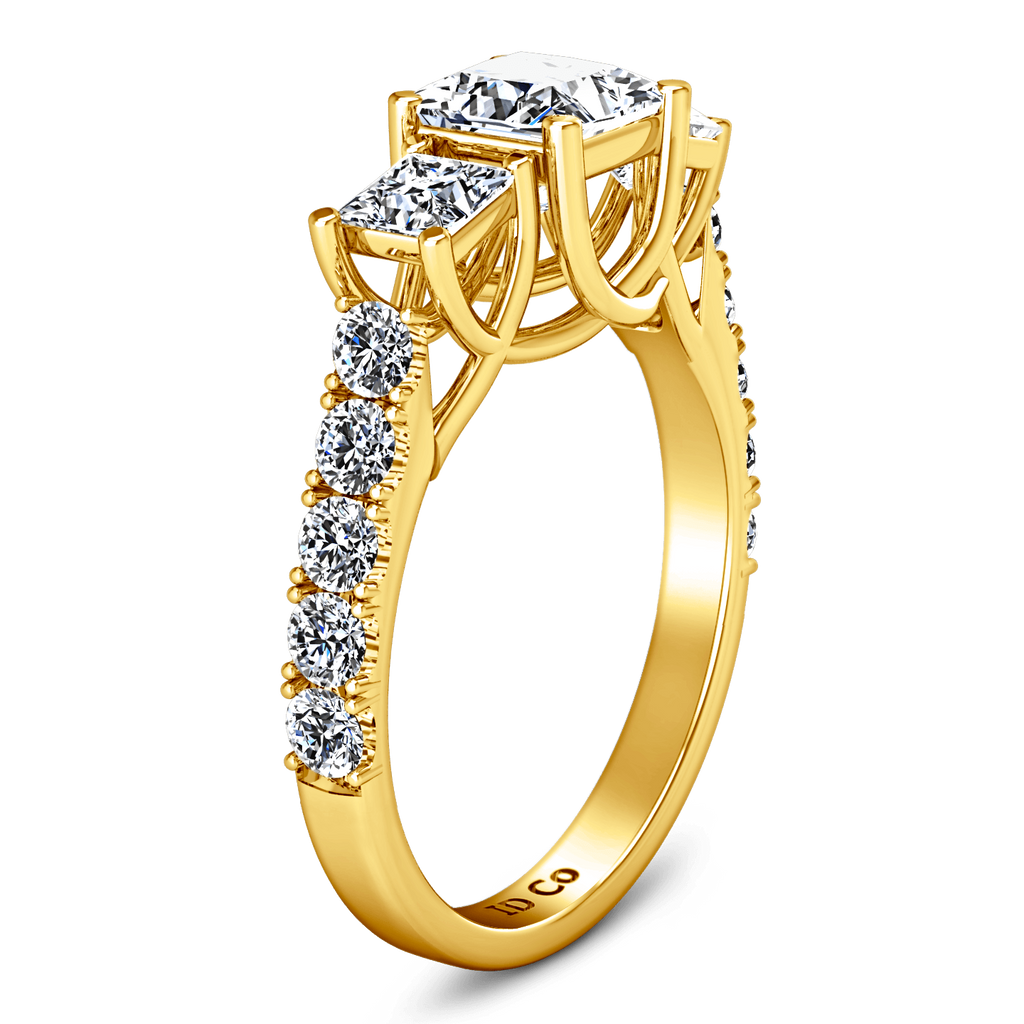 Three Stone Diamond Engagement Ring Enchantment Lattice 14K Yellow Gold engagement rings imaginediamonds 