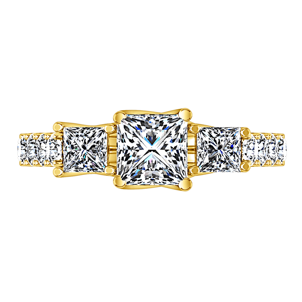 Three Stone Diamond Engagement Ring Enchantment Lattice 14K Yellow Gold engagement rings imaginediamonds 