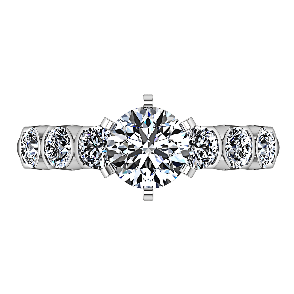 Round Diamond Pave Engagement Ring Karen 14K White Gold engagement rings imaginediamonds 