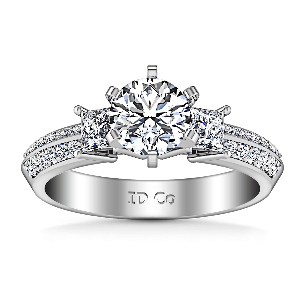 Round Diamond Three Stone Engagement Ring Ivana 14K White Gold engagement rings imaginediamonds 
