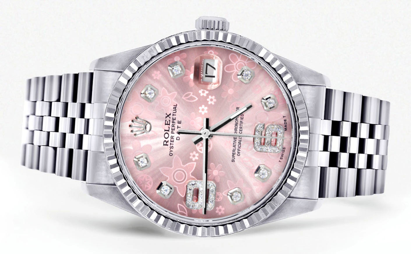 Womens Rolex Datejust Watch 16200 | Fluted Bezel | 36Mm | Pink Flower