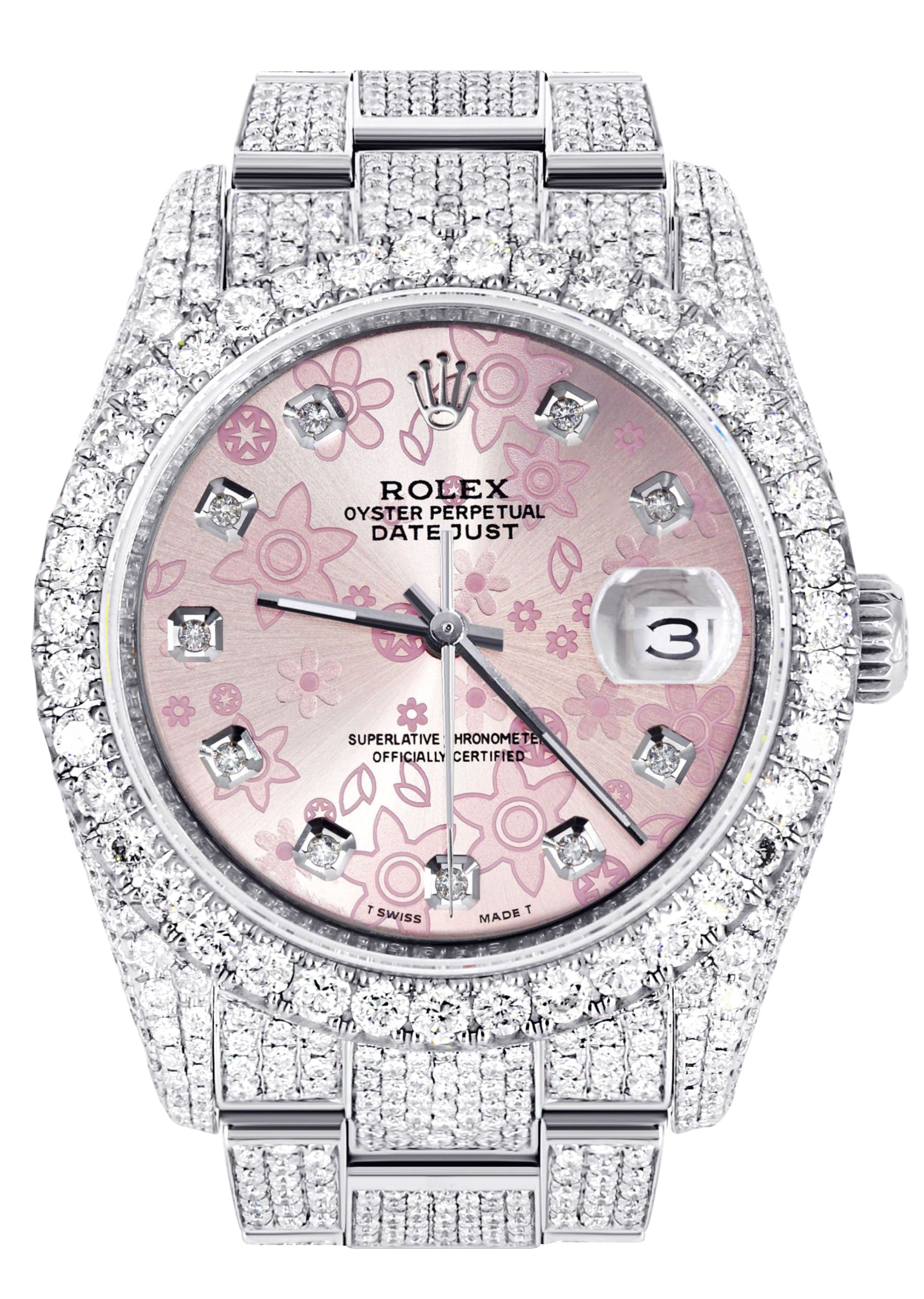 Iced Out Rolex Datejust 36 MM | Stainless Steel | 16.5 Carats of Diamo