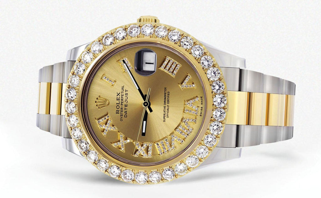 Rolex Datejust II Watch | 41 MM | 18K Yellow Gold & Stainless Steel | Custom Gold Roman Dial | Oyster Band CUSTOM ROLEX FrostNYC 