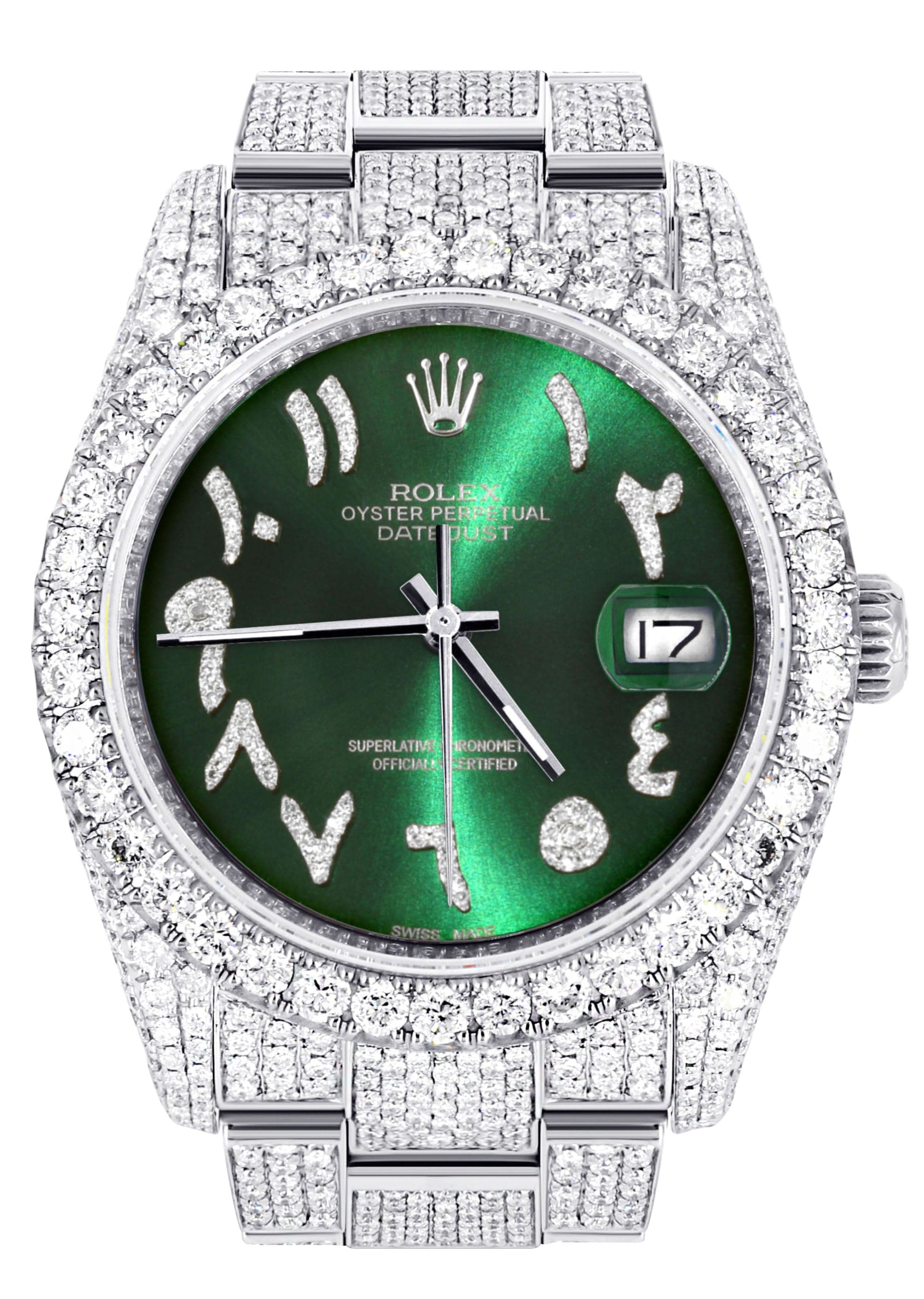 Iced Out Rolex Datejust 36 MM Edelstahl 16,5 Karat Diamant