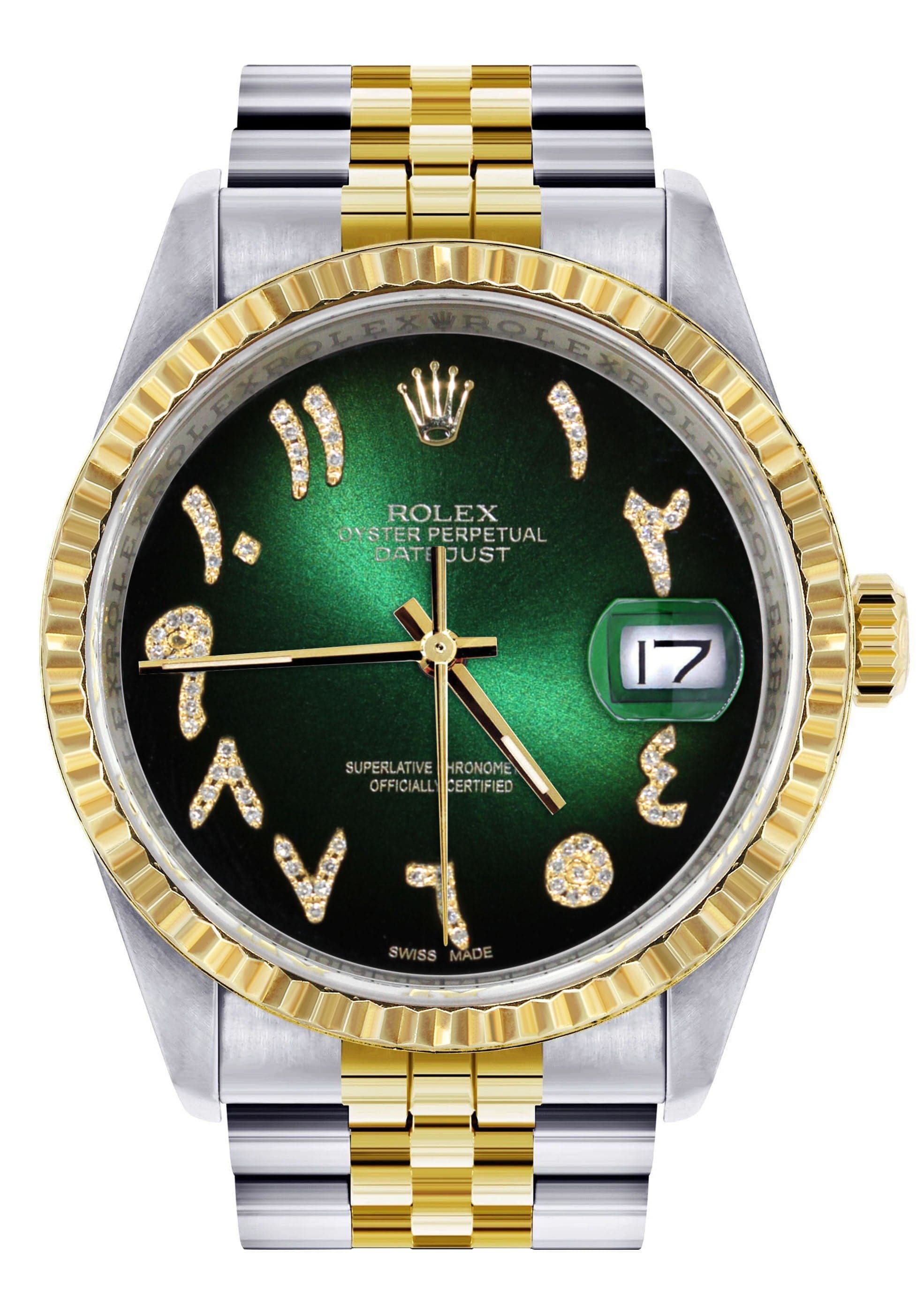 Mens Rolex Datejust Watch 16233 Two Tone | 36Mm | Green Black Arabic D