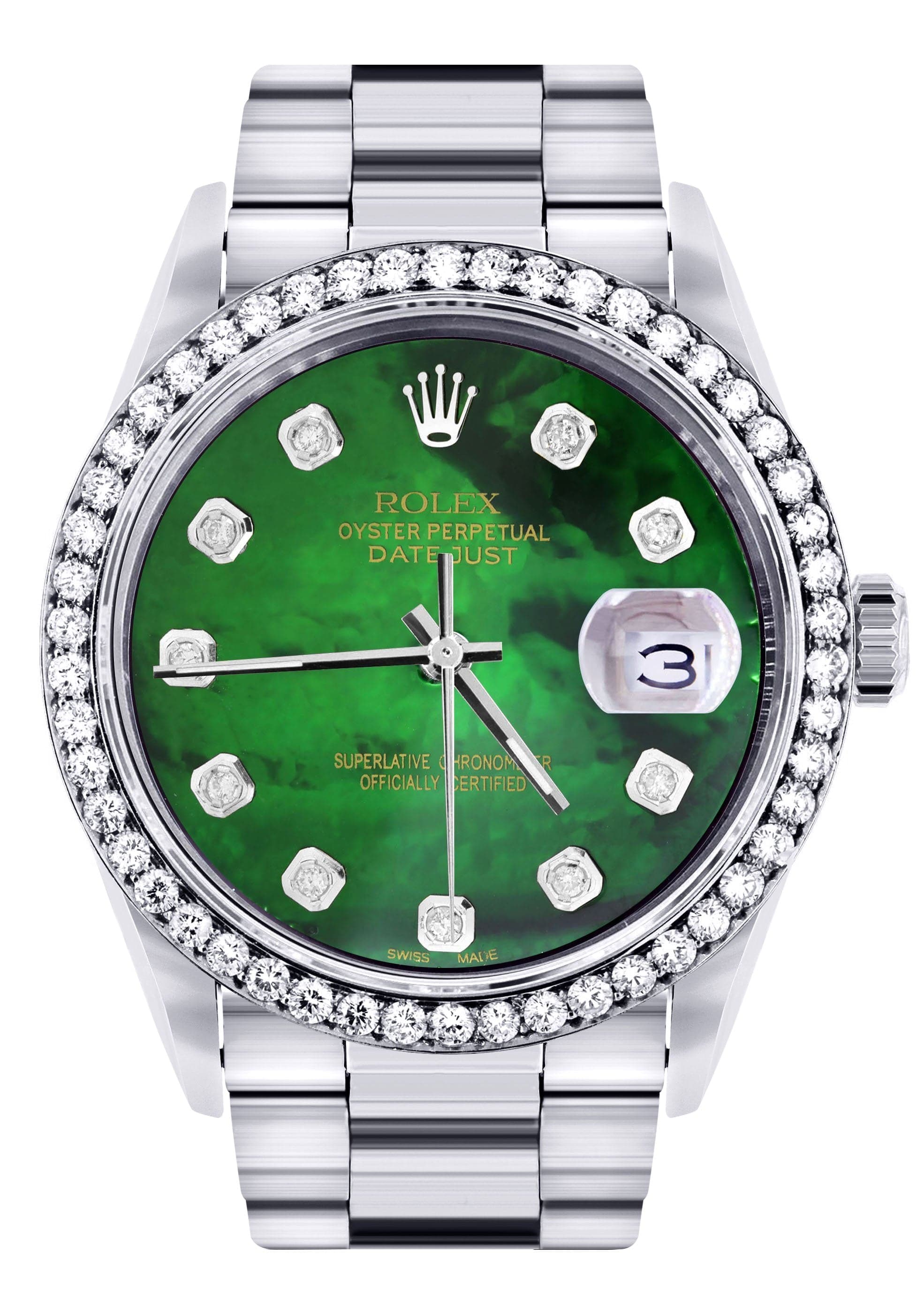 Jam Tangan Pria Rolex Datejust Berlian 16200 36Mm Berlian Hijau