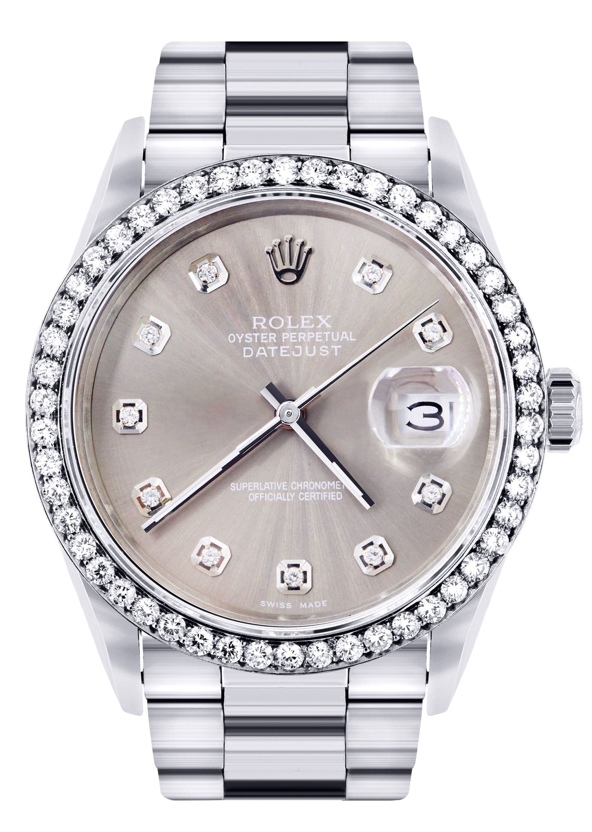 ロレックス デイトジャスト 16200 グレー ローマ 3列 黒っぽかっ  