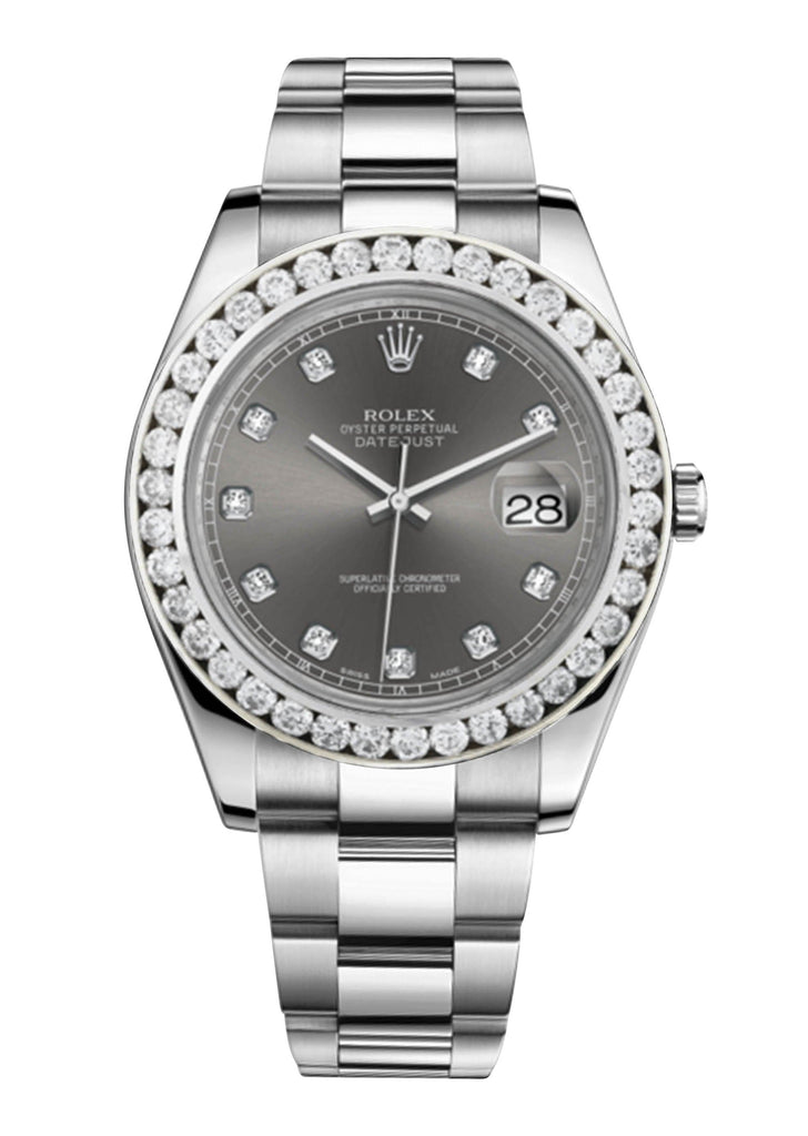 Rolex Datejust Ii Rhodium Dial - Diamond Hour Markers With 5 Carats Of Diamonds WATCHES FROST NYC 
