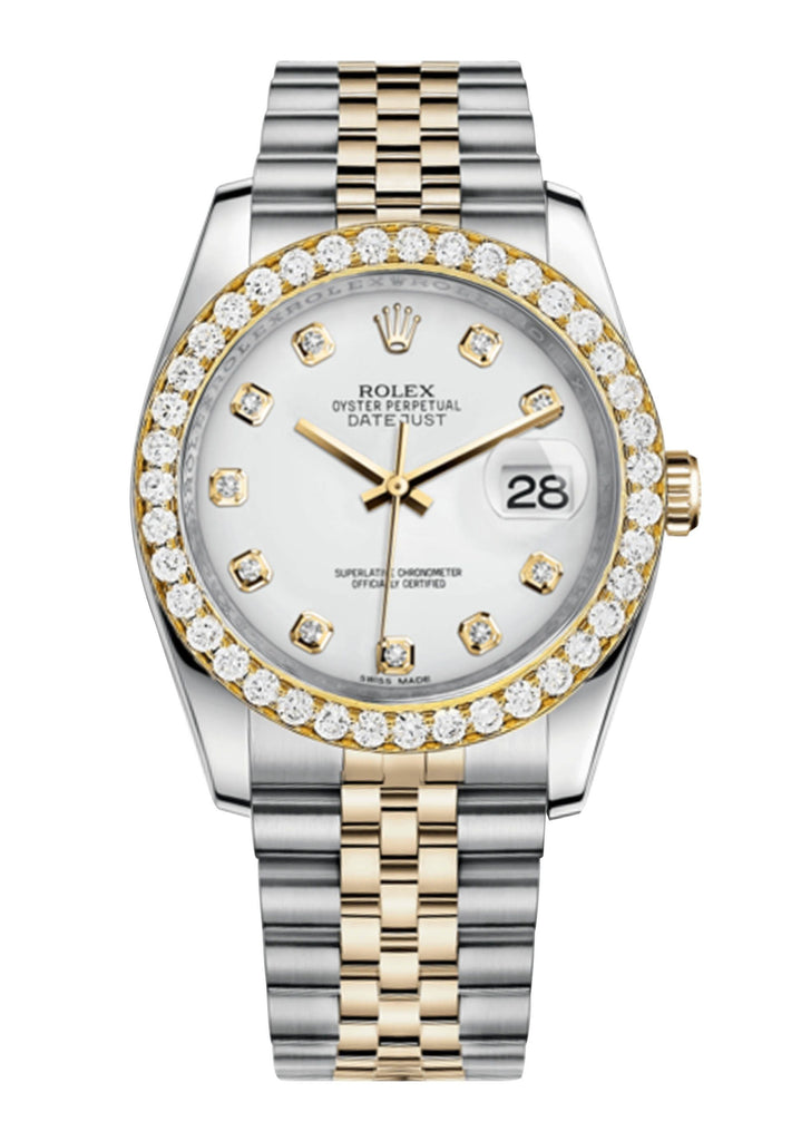 Rolex Datejust White Dial - Diamond Hour Markers With 4 Carats Of Diamonds WATCHES FROST NYC 