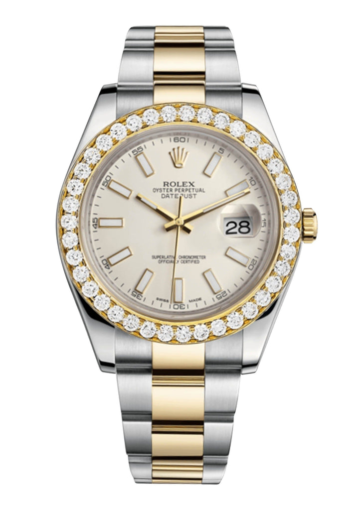 Rolex Datejust Ii Ivory Dial - Index Hour Markers With 5 Carats Of Diamonds WATCHES FROST NYC 