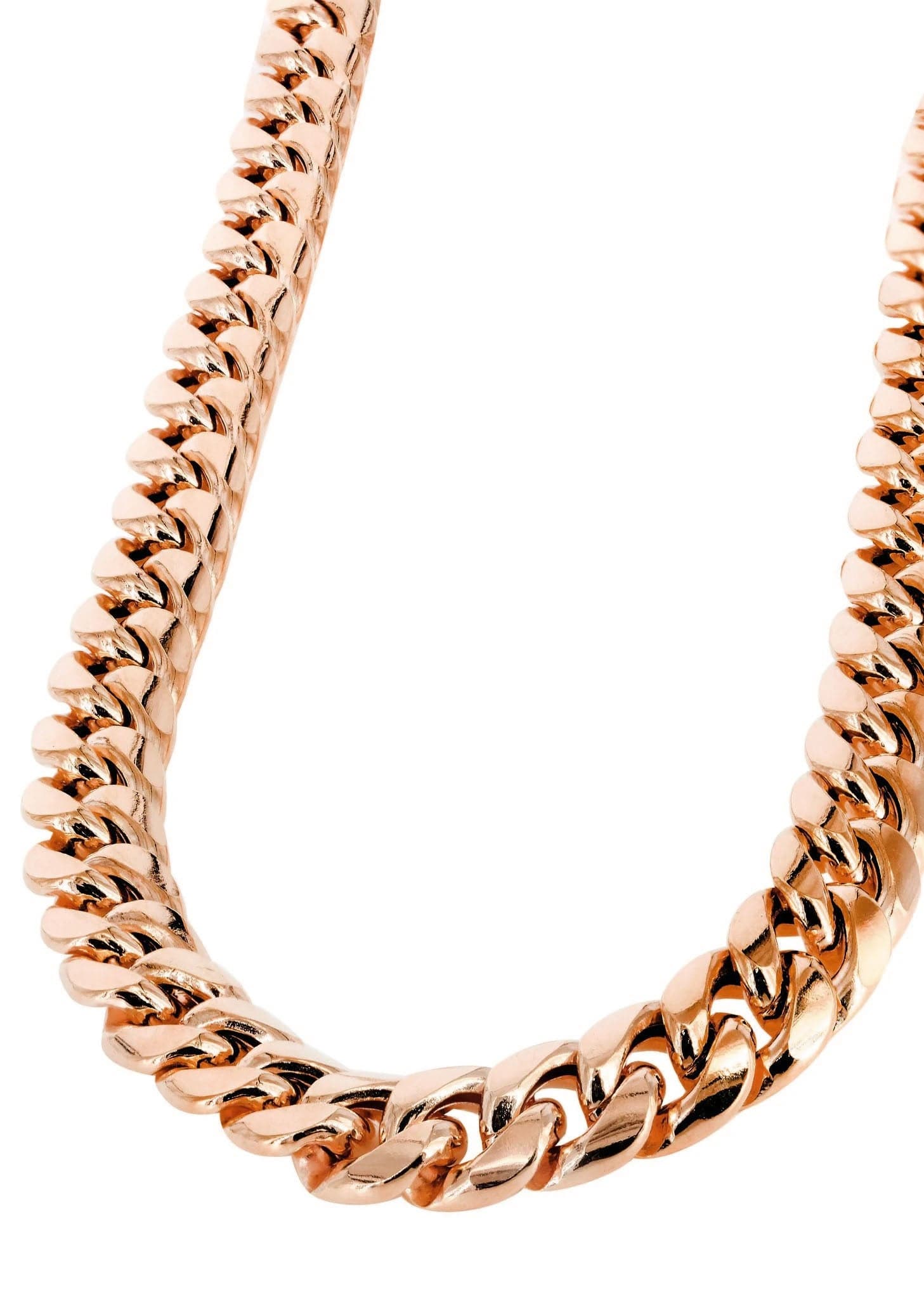 Rose Gold 20 Inch Gold Cuban Link Chain 14k Rose Gold Vermeil
