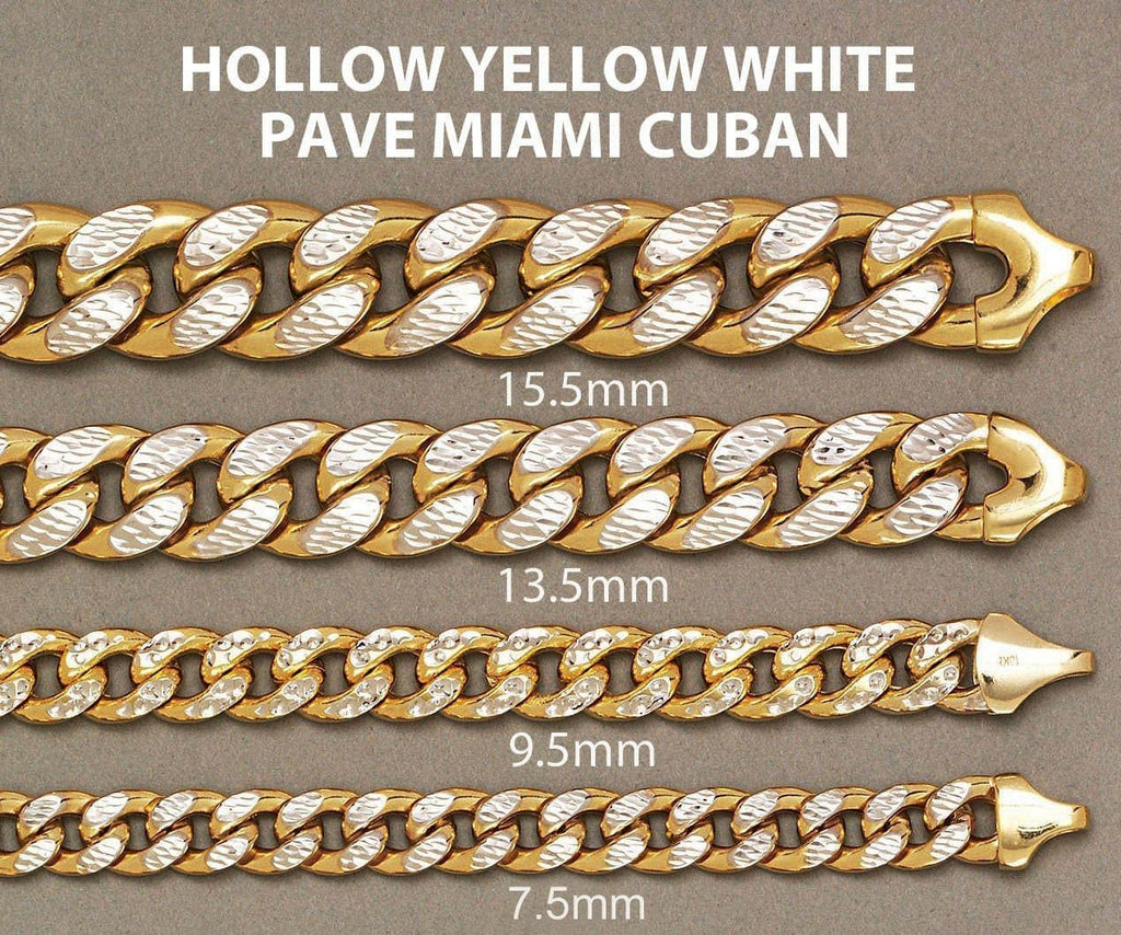 14K Gold Bracelet Hollow Miami Cuban Link Diamond Cut Men's Gold Bracelets FROST NYC 