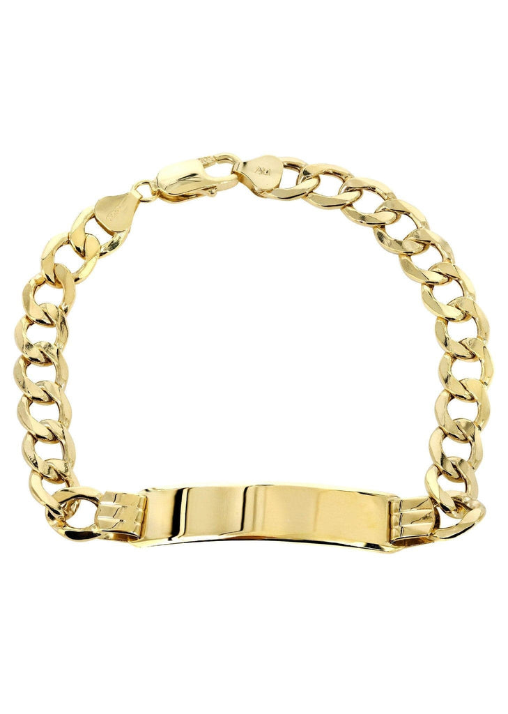 Semi Solid ID Cuban Bracelet 10K/14K Yellow Gold