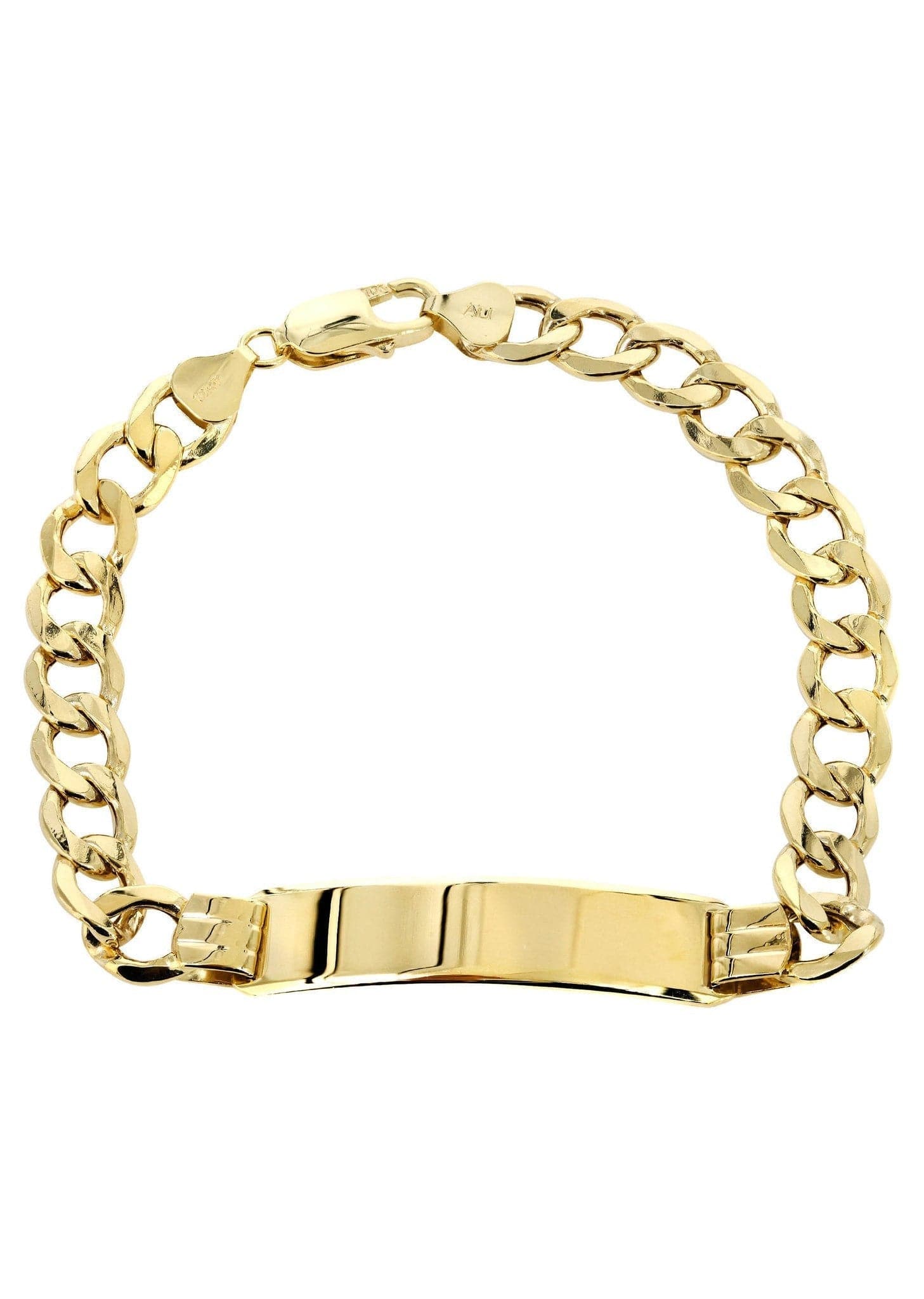 Semi Solid ID Cuban Bracelet 10K/14K Yellow Gold