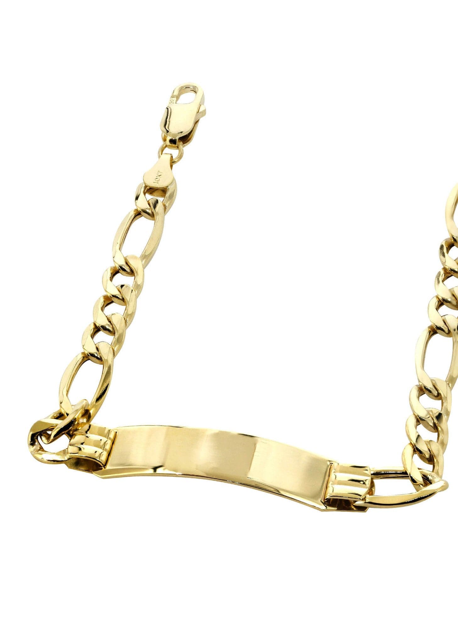 Semi Solid Id Figaro Bracelet 10K Yellow Gold