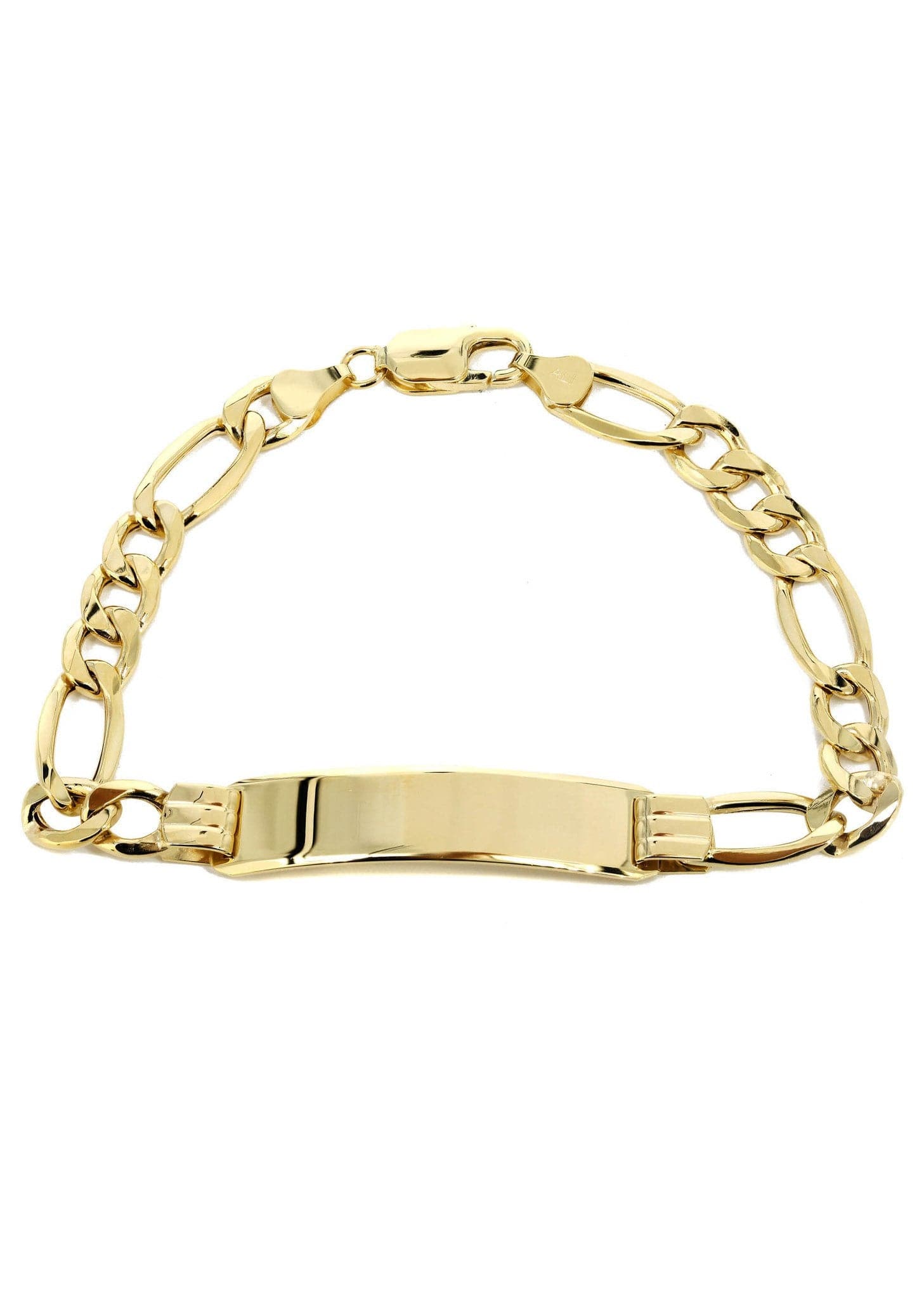 Semi Solid Id Figaro Bracelet 10K Yellow Gold