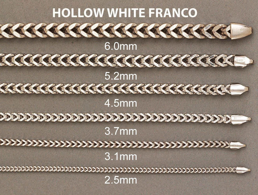 14K White Gold Bracelet Hollow Franco Men's Gold Bracelets FROST NYC 