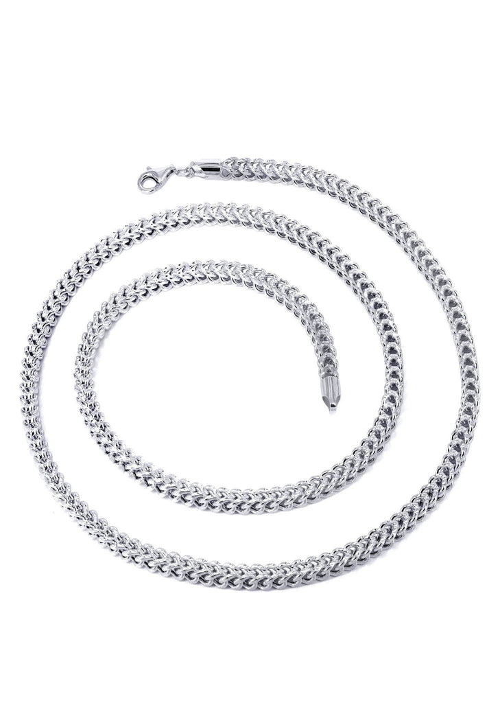 Gold Chain - Mens Hollow Diamond Cut Franco Chain 10K White Gold MEN'S CHAINS FROST NYC 