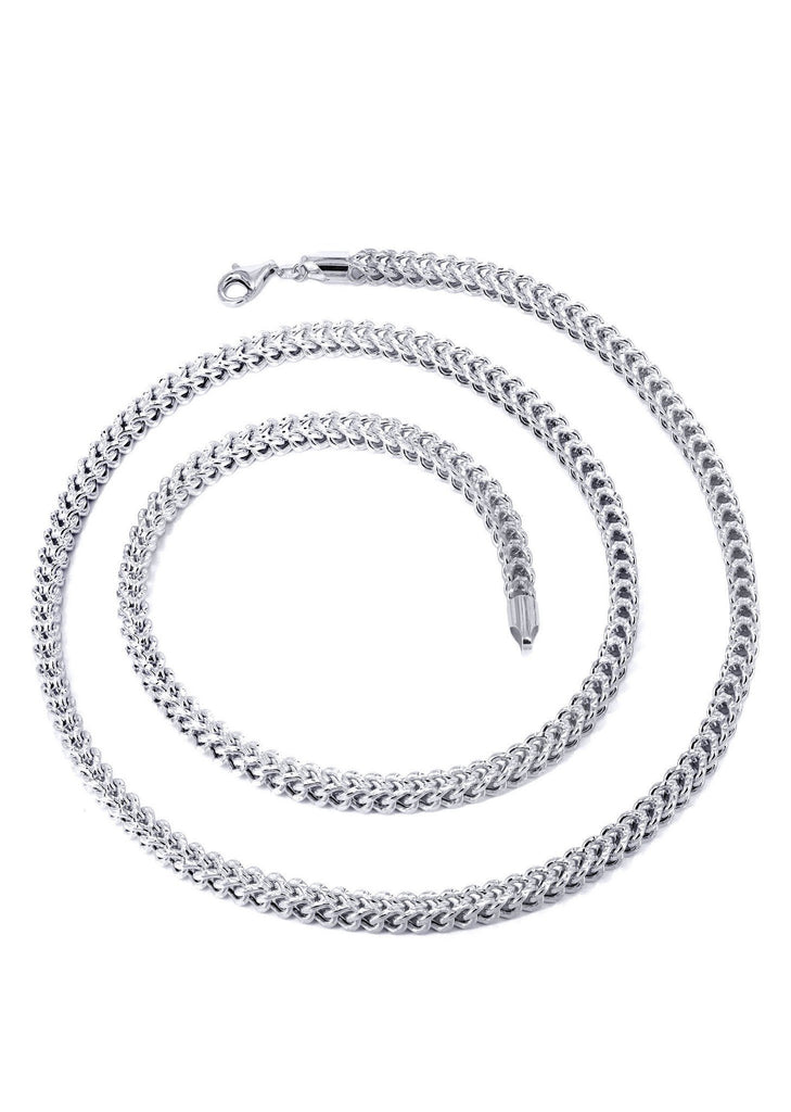14K White Gold Chain - Hollow Diamond Cut Franco Chain MEN'S CHAINS FROST NYC 
