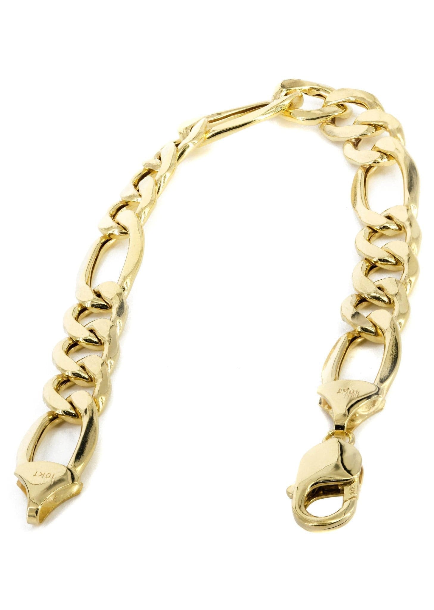 Semi Solid Mens Figaro Bracelet 10K/14K Yellow Gold