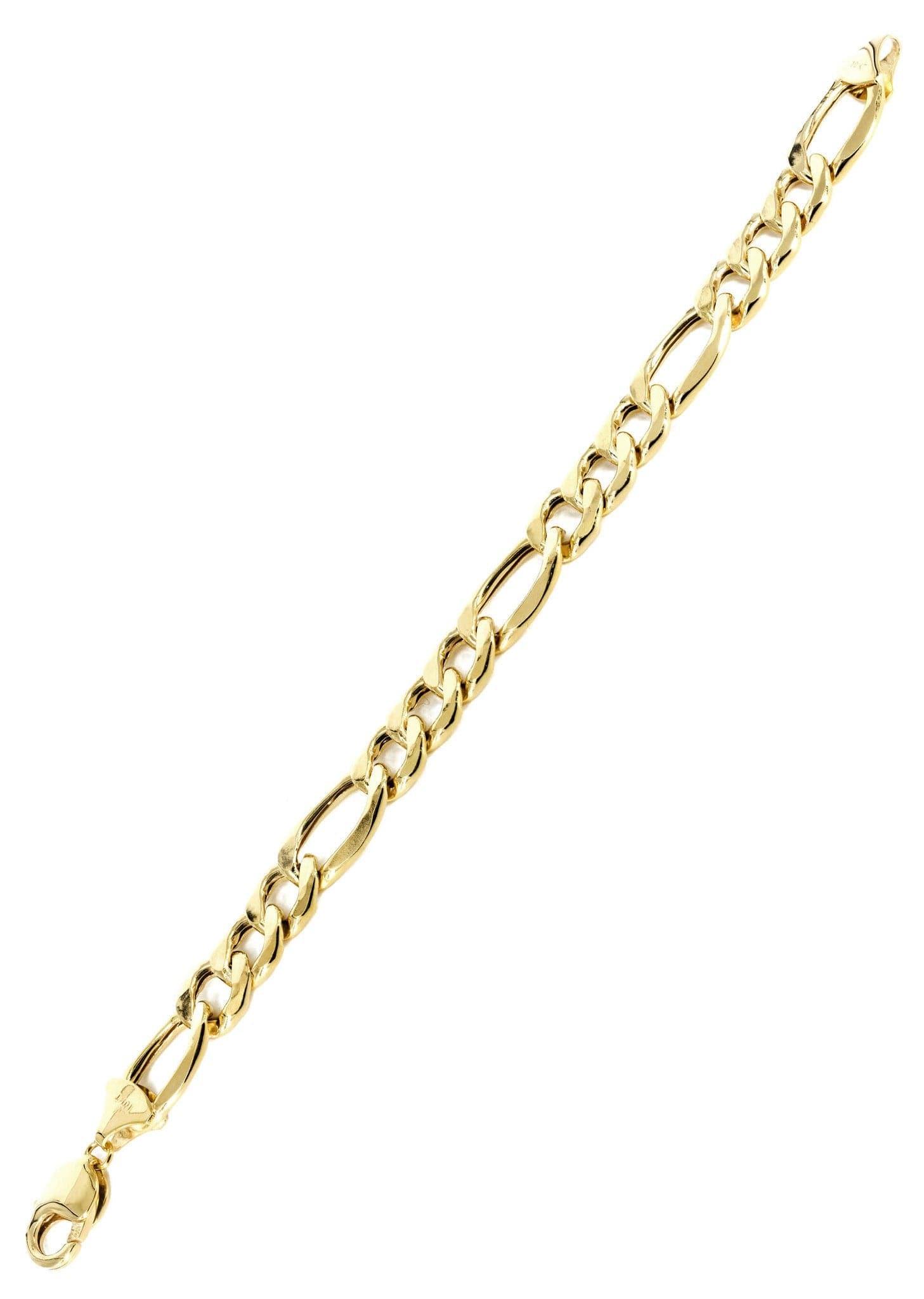 Semi Solid Mens Figaro Bracelet 10K Yellow Gold