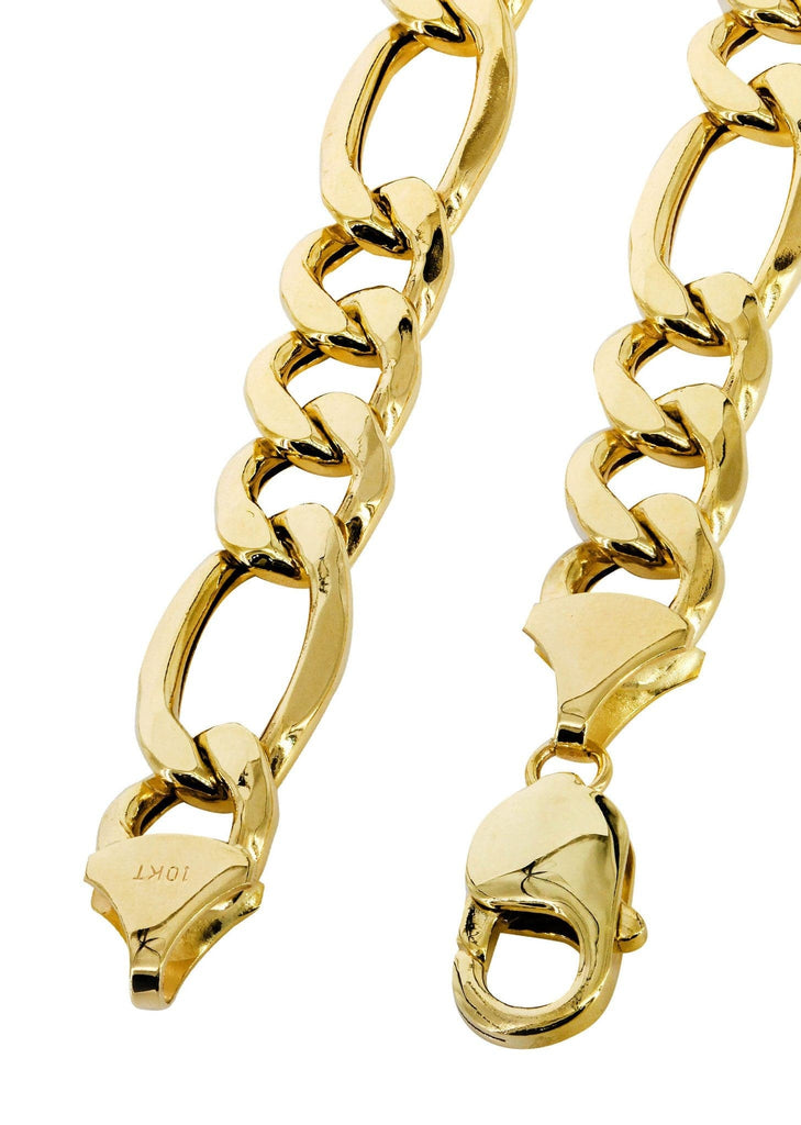 Gold Chain - Mens Hollow Figaro Chain 10K Gold MEN'S CHAINS FROST NYC 