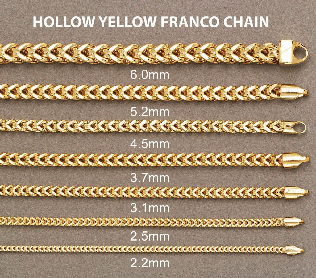Gold Chain - Mens 10K Yellow Hollow Franco Chain MEN'S CHAINS FROST NYC 