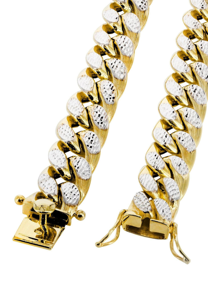 Gold Chain - Mens Hollow Diamond Cut Miami Cuban Link Chain 10k Gold MEN'S CHAINS FROST NYC 