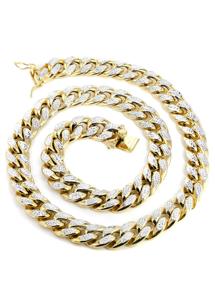 Gold Chain - Mens Hollow Diamond Cut Miami Cuban Link Chain 10k Gold MEN'S CHAINS FROST NYC 