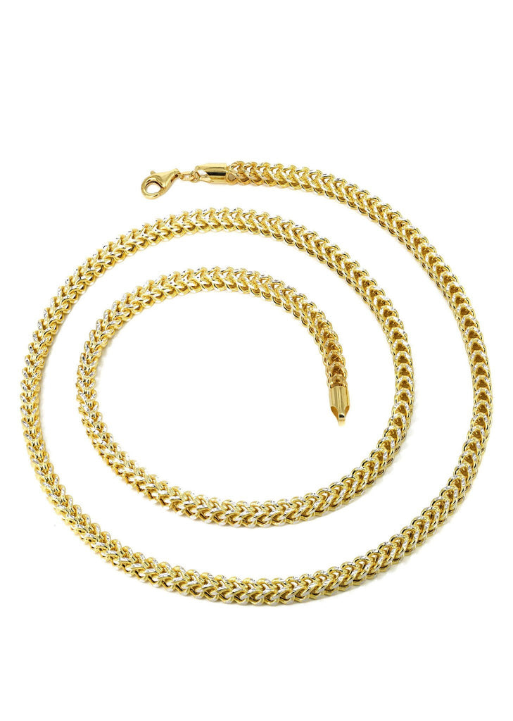 14K Yellow Gold Chain - Hollow Diamond Cut Franco Chain MEN'S CHAINS FROST NYC 