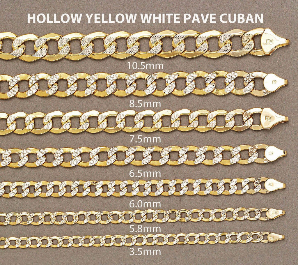 14K Gold Bracelet Hollow Cuban Diamond Cut Men's Gold Bracelets FROST NYC 