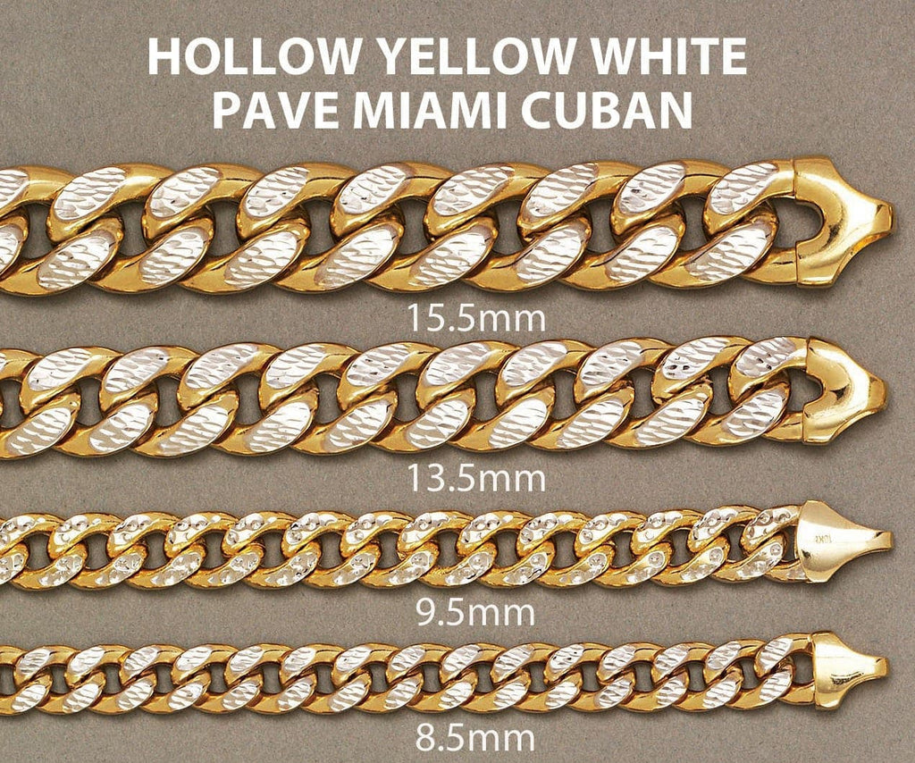 Gold Chain - Mens Hollow Diamond Cut Miami Cuban Link Chain 10k Gold MEN'S CHAINS FROST NYC 